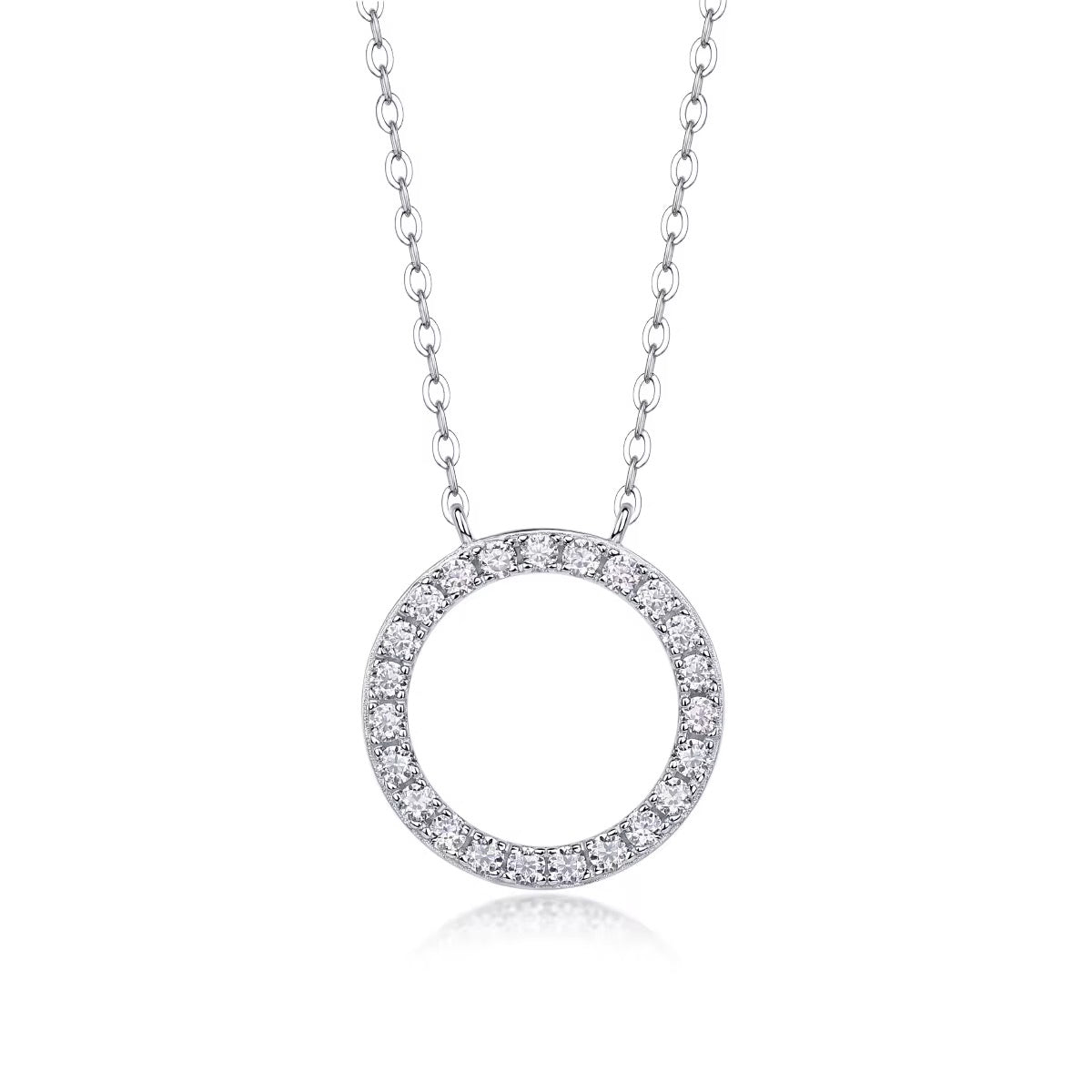 Thin open O moissanaite necklace