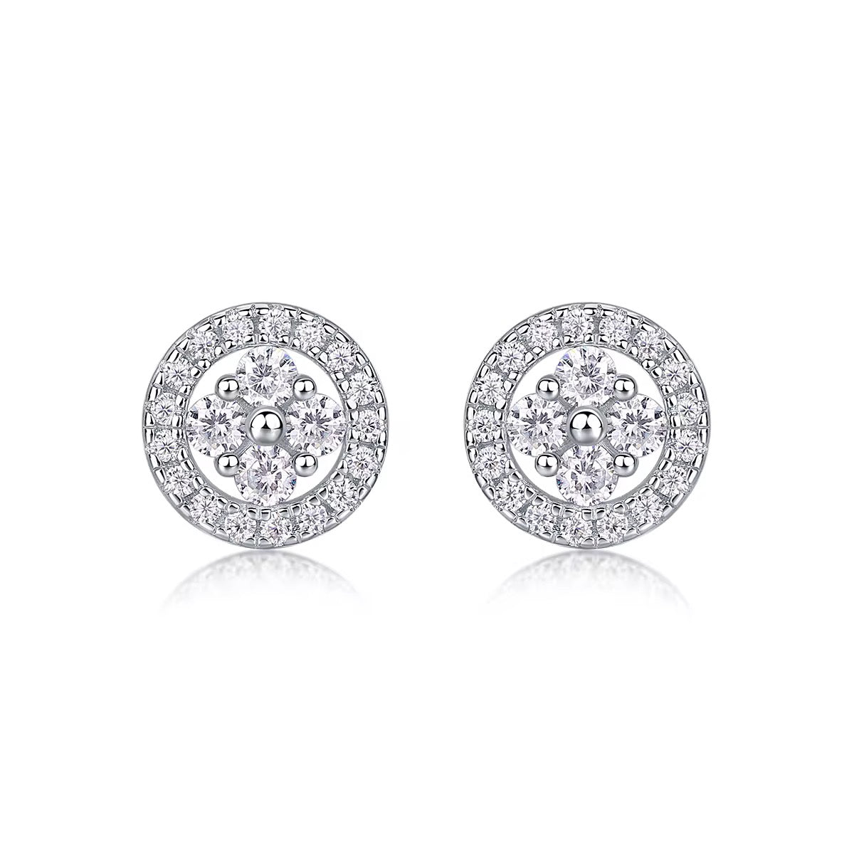Small round with four center stone moissanaite earrings