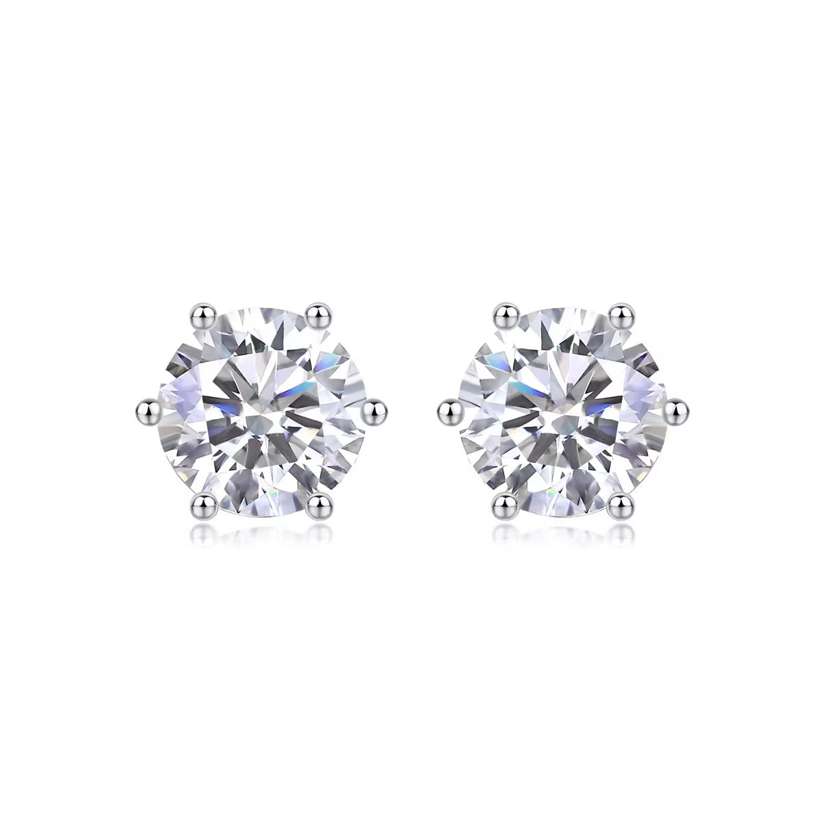 Single stone round moissanaite earrings