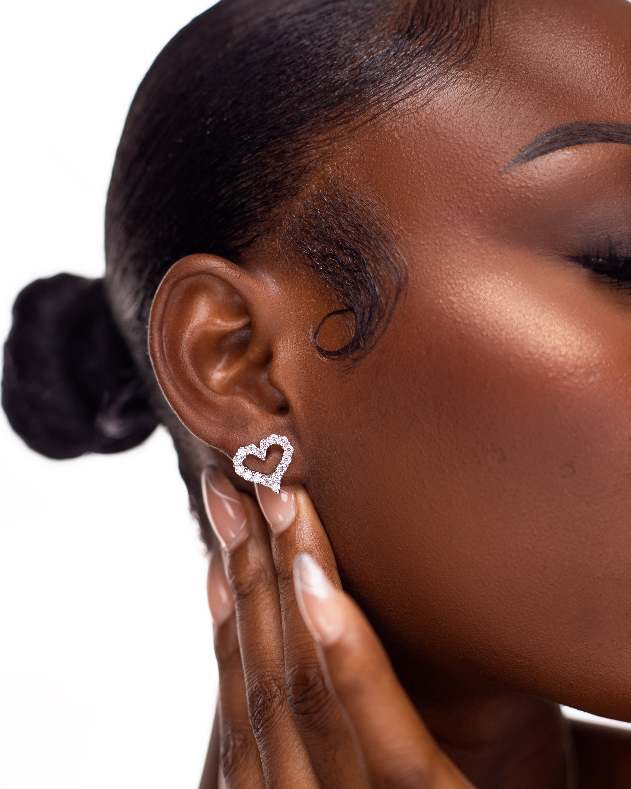 Open heart moissanaite earrings