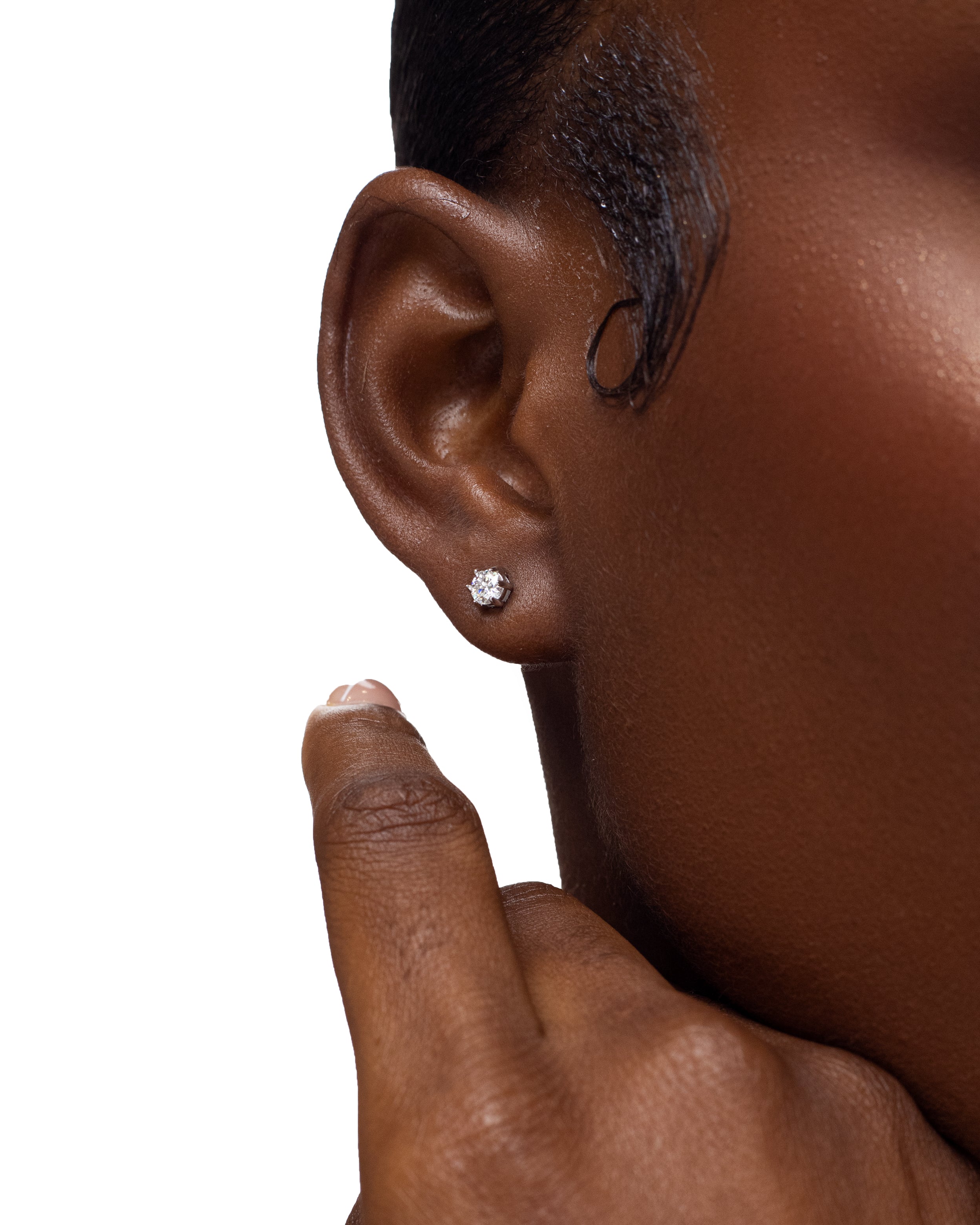 Single stone round moissanaite earrings
