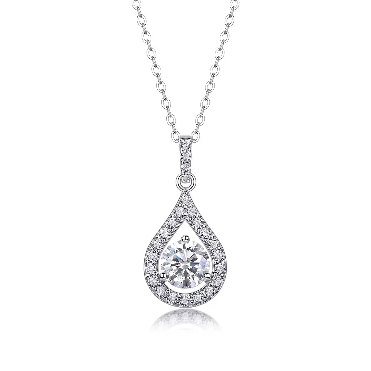 Halo pear moissanaite necklace
