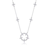 Round four stone pendant and chain moissanaite necklace
