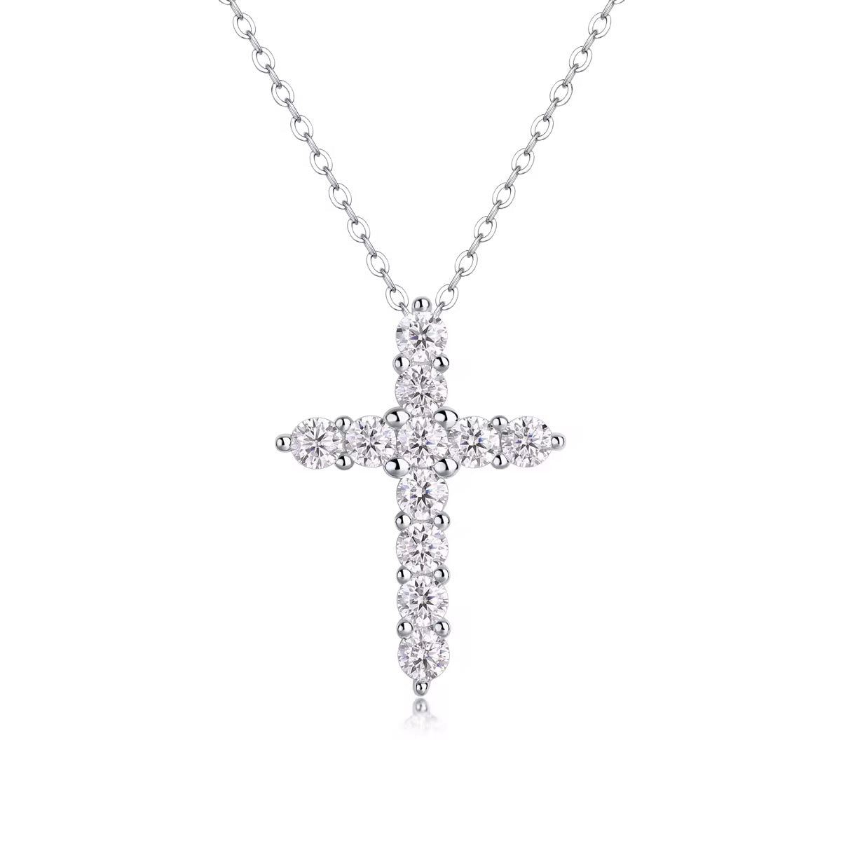 Thin chain cross moissanaite necklace