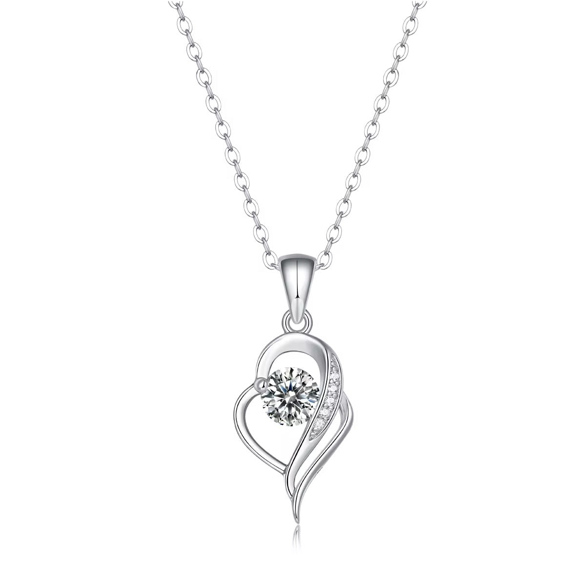 Side heart moissanaite necklace