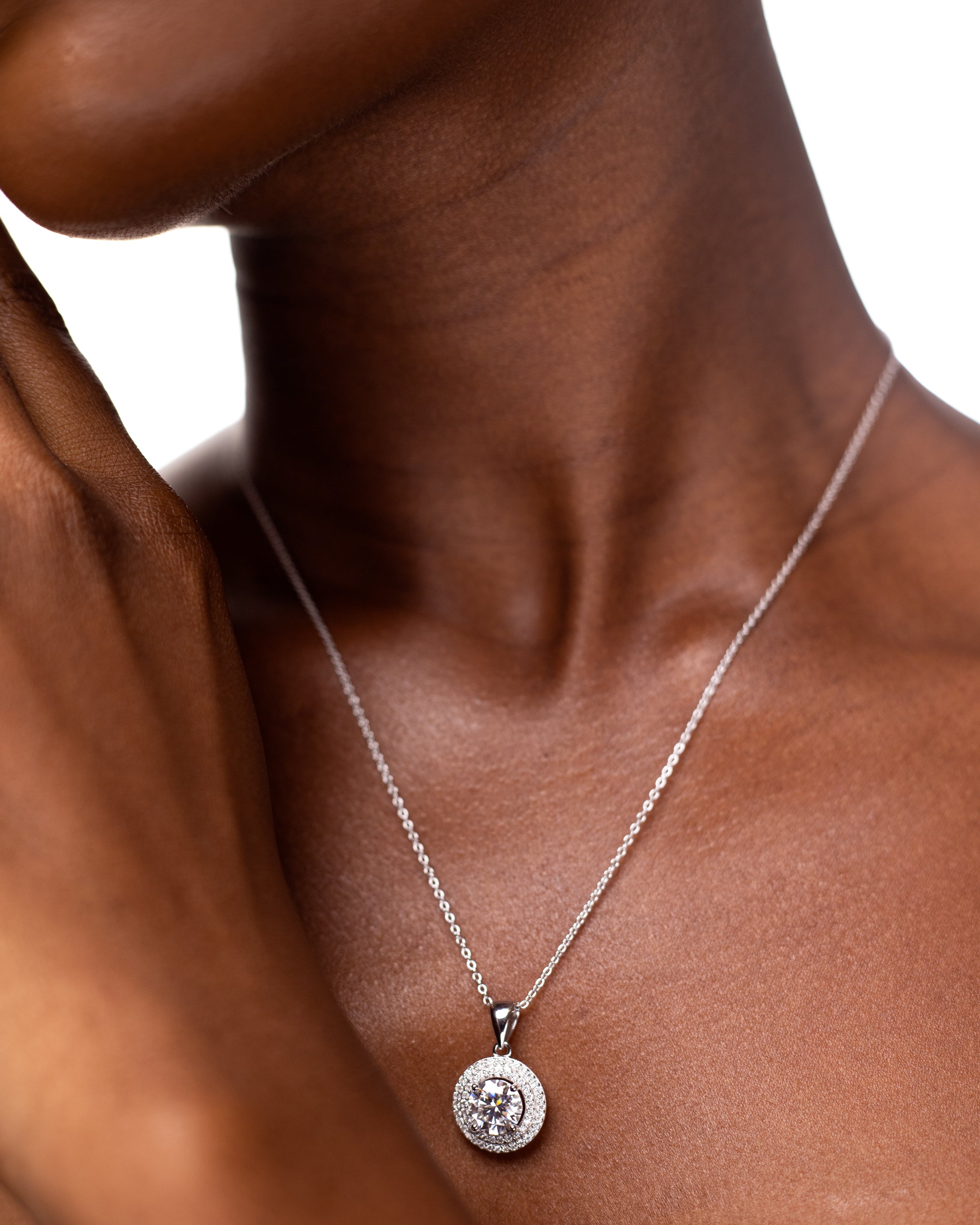 Double halo moissanaite necklace