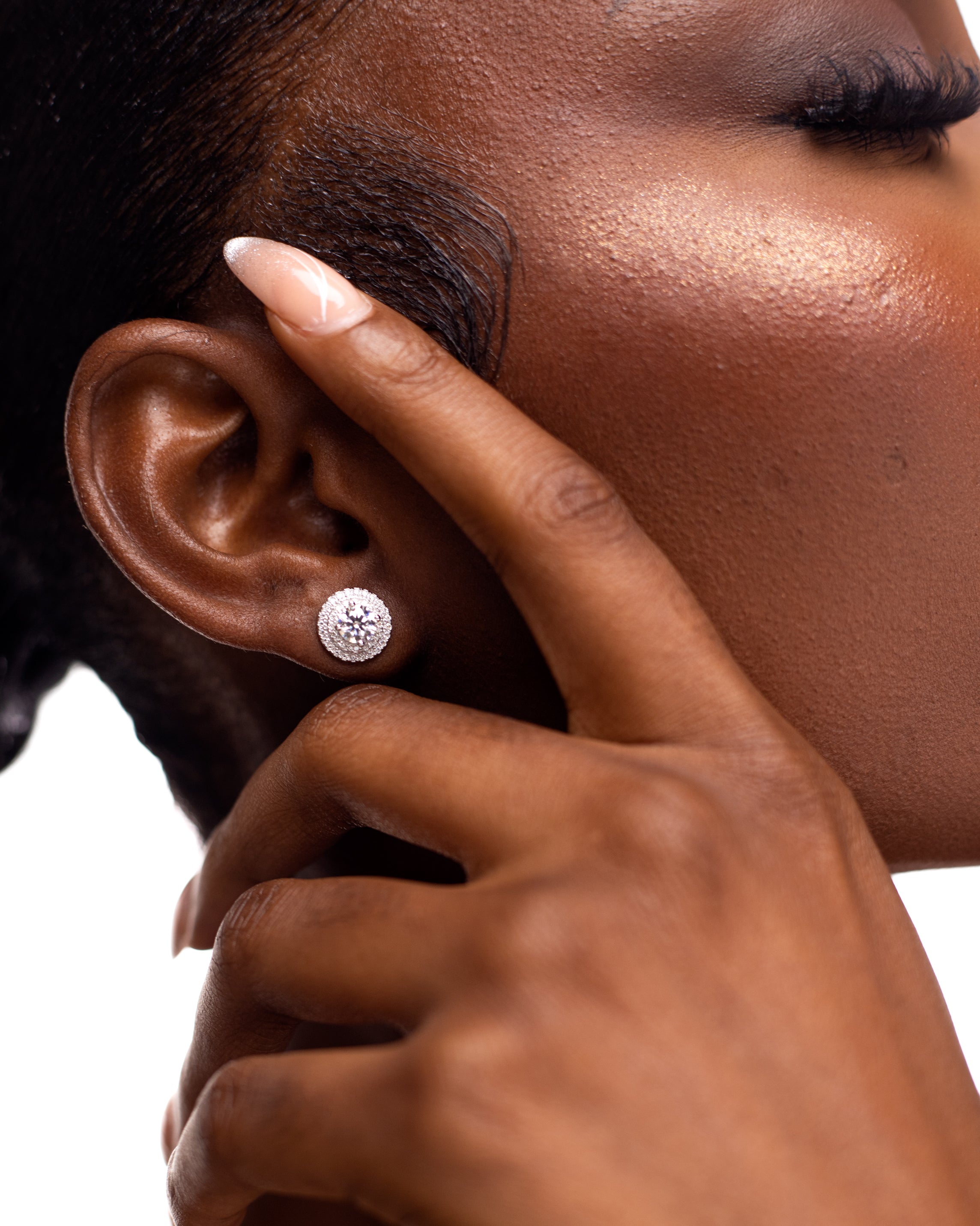 Double halo moissanaite earrings
